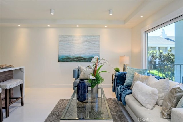 100 Scholz Plz Unit 205, Newport Beach, CA 92663 - living room featuring recessed lighting and baseboards