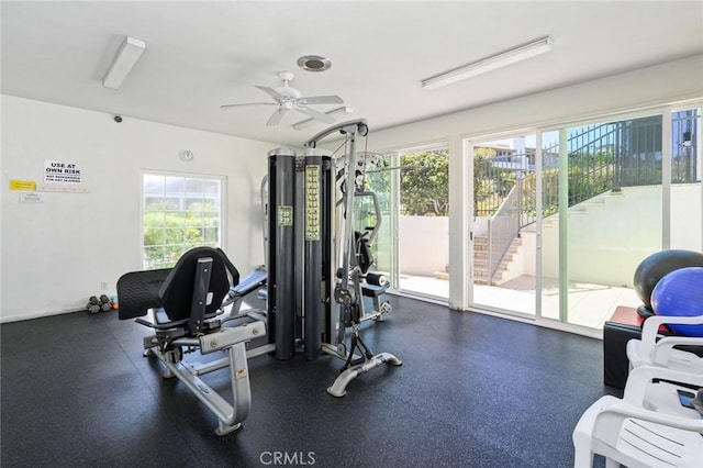 100 Scholz Plz Unit 205, Newport Beach, CA 92663 - gym featuring a ceiling fan