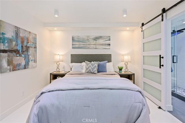 100 Scholz Plz Unit 205, Newport Beach, CA 92663 - bedroom featuring a barn door and recessed lighting