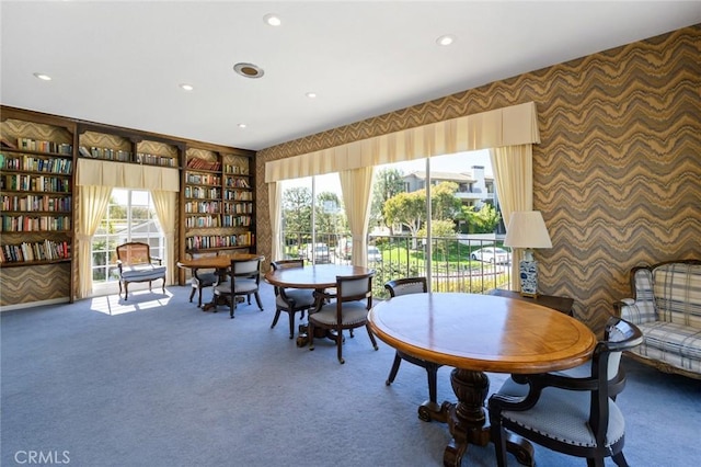 100 Scholz Plz Unit 205, Newport Beach, CA 92663 - carpeted dining space with healthy amount of natural light, recessed lighting, and wallpapered walls