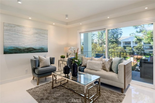 100 Scholz Plz Unit 205, Newport Beach, CA 92663 - living room featuring recessed lighting and baseboards