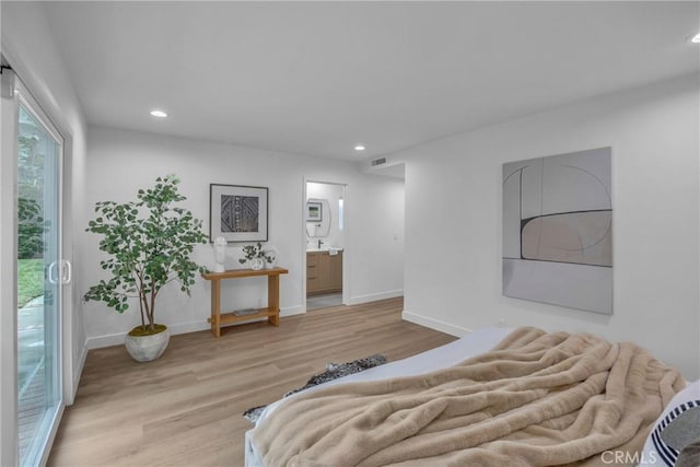 20441 Whitetree Cir, Huntington Beach, CA 92646 - bedroom featuring wood finished floors, recessed lighting, and ensuite bath
