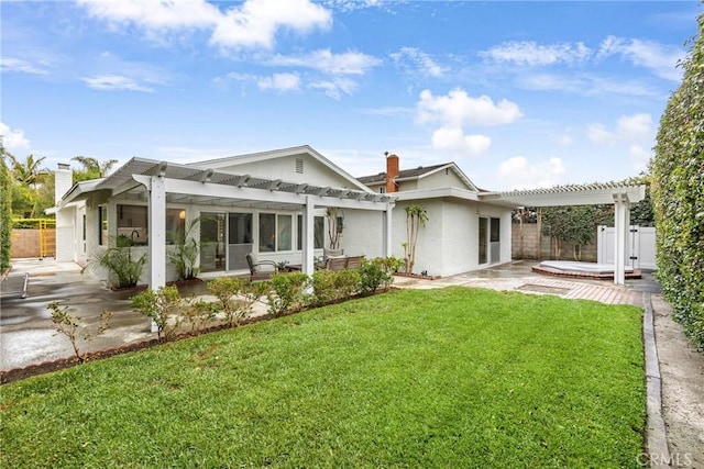 20441 Whitetree Cir, Huntington Beach, CA 92646 - rear view of property featuring a pergola, a patio, and stucco siding