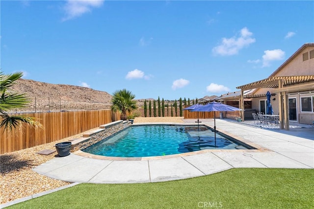15558 Lookout Rd, Apple Valley, CA 92307 - view of swimming pool with a fenced backyard, a patio, and a pergola
