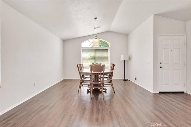 15558 Lookout Rd, Apple Valley, CA 92307 - dining space with lofted ceiling and wood finished floors