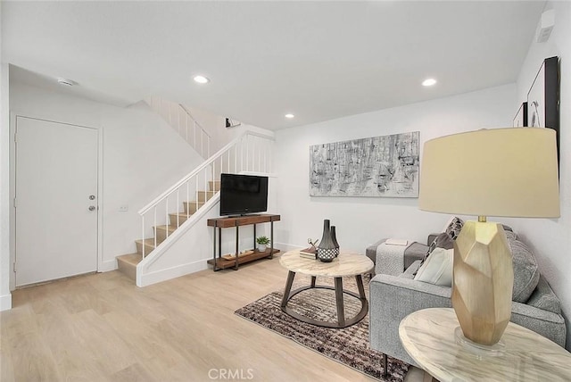 1207 Porto Grande Unit 1, Diamond Bar, CA 91765 - living area with stairway, wood finished floors, and recessed lighting