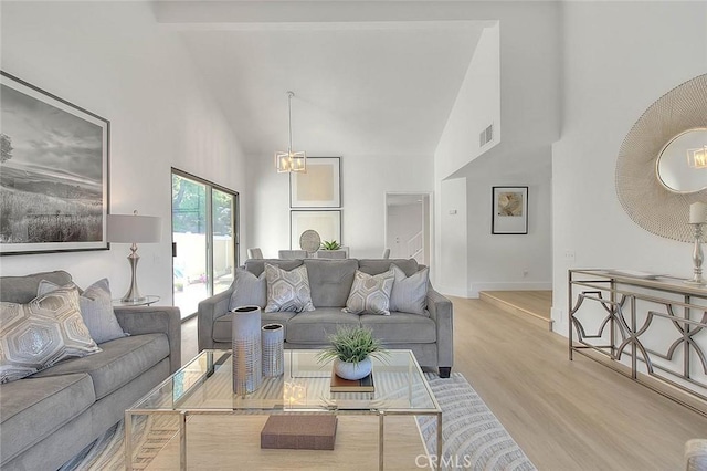 1207 Porto Grande Unit 1, Diamond Bar, CA 91765 - living area with high vaulted ceiling and wood finished floors
