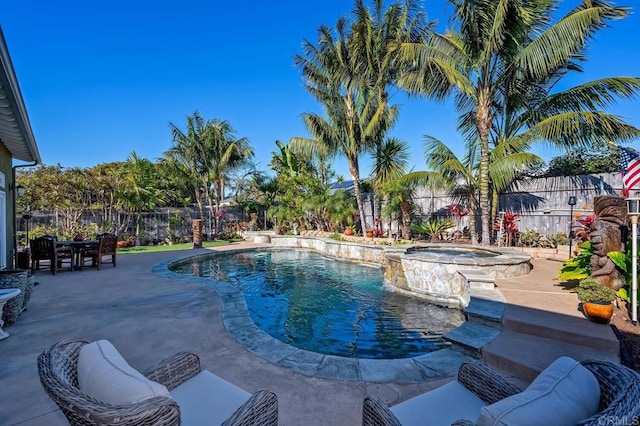 2722 Penkea Dr, Oceanside, CA 92054 - view of swimming pool with a fenced backyard, a patio area, and a pool with connected hot tub