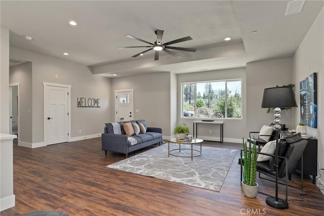 6169 Fern Ln, Paradise, CA 95969 - living room featuring ceiling fan, recessed lighting, and wood finished floors