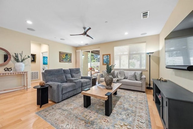 1061 Ford Dr, Nipomo, CA 93444 - living area with light wood-style flooring, ceiling fan, and recessed lighting