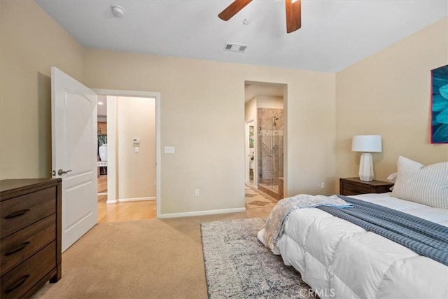 1061 Ford Dr, Nipomo, CA 93444 - bedroom featuring light carpet, a ceiling fan, and ensuite bath