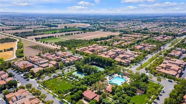 66 Full Moon, Irvine, CA 92618 - aerial view of property and surrounding area with a pool area and nearby suburban area