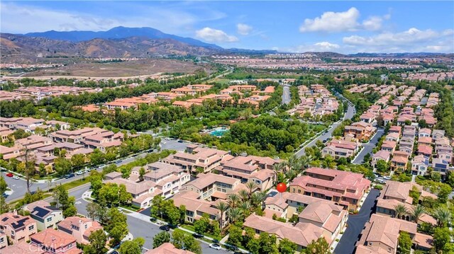 66 Full Moon, Irvine, CA 92618 - aerial view of property and surrounding area featuring a mountain backdrop and nearby suburban area
