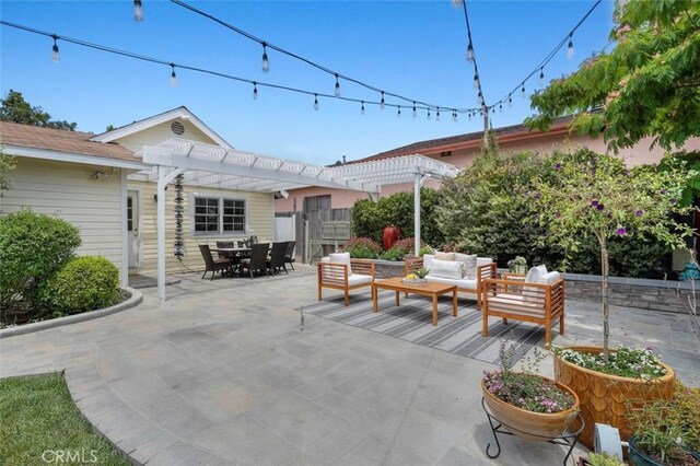2322 246th St, Lomita, CA 90717 - view of patio featuring a pergola, an outdoor hangout area, and outdoor dining space