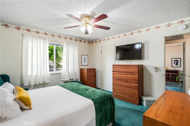 37229 Dalzell St, Palmdale, CA 93550 - carpeted bedroom with a textured ceiling and a ceiling fan