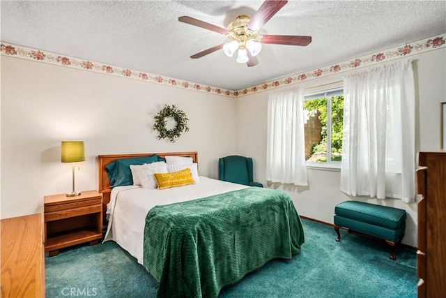 37229 Dalzell St, Palmdale, CA 93550 - bedroom featuring carpet flooring, a textured ceiling, and a ceiling fan