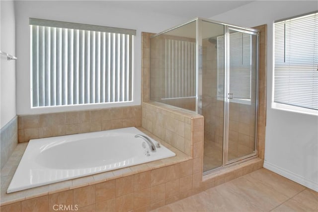 14480 Nevada Rd, Phelan, CA 92371 - full bath with a garden tub, a shower stall, and tile patterned flooring