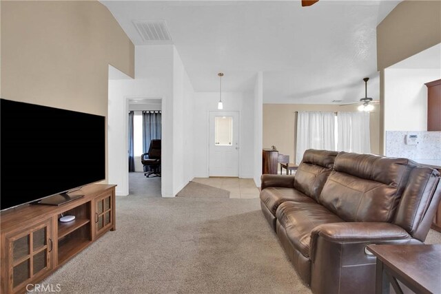 14480 Nevada Rd, Phelan, CA 92371 - living area featuring ceiling fan and light carpet