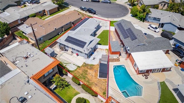 6838 Severn Dr, Paramount, CA 90723 - aerial perspective of suburban area featuring a pool area