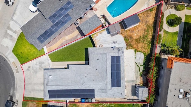 6838 Severn Dr, Paramount, CA 90723 - aerial view of property's location with property boundaries highlighted and a pool