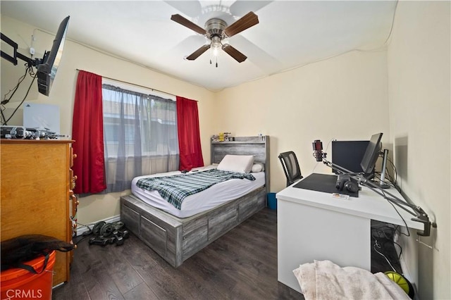 6838 Severn Dr, Paramount, CA 90723 - bedroom with dark wood finished floors and a ceiling fan