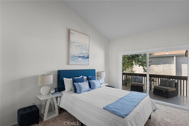 5650 Sumner Way Unit 309, Culver City, CA 90230 - bedroom featuring access to outside, carpet, and lofted ceiling