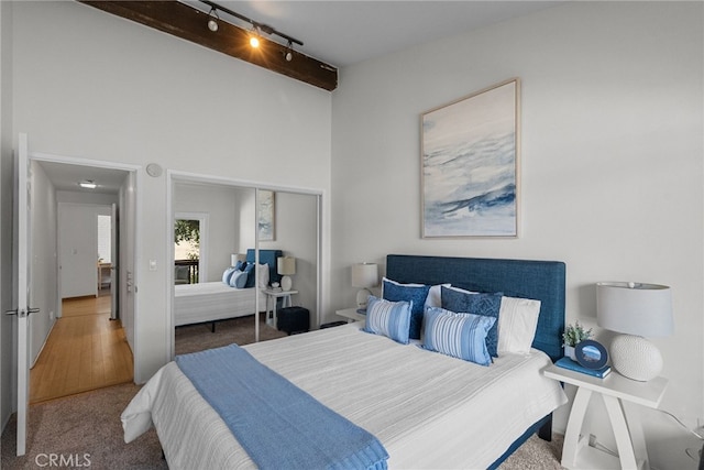 5650 Sumner Way Unit 309, Culver City, CA 90230 - bedroom featuring a closet, track lighting, and carpet