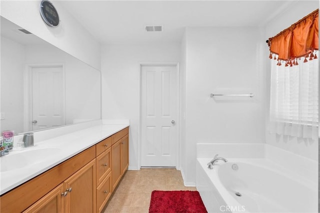 3739 Cherisa St, Perris, CA 92571 - full bath featuring vanity, a garden tub, and tile patterned floors