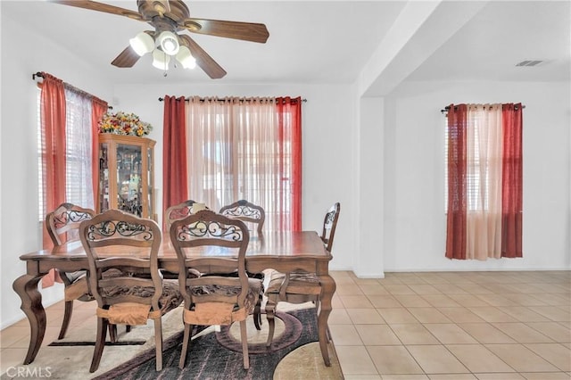 3739 Cherisa St, Perris, CA 92571 - dining space featuring light tile patterned floors and ceiling fan