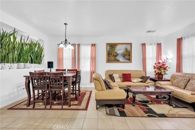 3739 Cherisa St, Perris, CA 92571 - living area with a chandelier and tile patterned flooring