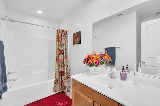 3739 Cherisa St, Perris, CA 92571 - full bathroom with vanity and shower / bath combination with curtain