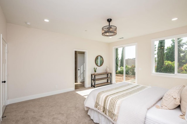 1904 Grey Rabbit Hollow Ln, Fallbrook, CA 92028 - carpeted bedroom with access to exterior, multiple windows, and recessed lighting