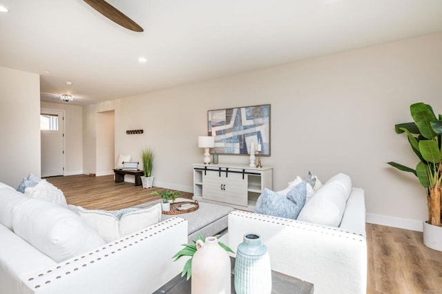 1904 Grey Rabbit Hollow Ln, Fallbrook, CA 92028 - living room featuring wood finished floors, recessed lighting, and a ceiling fan