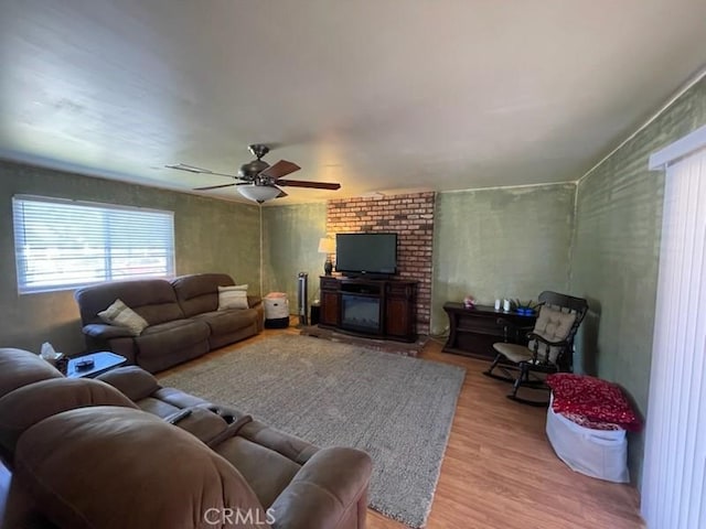 7430 Leucite Ave, Rancho Cucamonga, CA 91730 - living room featuring ceiling fan and light wood-style flooring