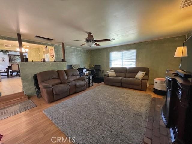 7430 Leucite Ave, Rancho Cucamonga, CA 91730 - living area with wood finished floors and ceiling fan