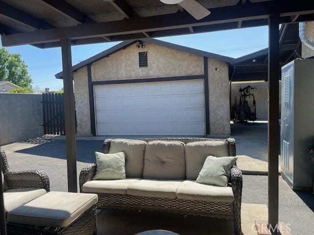 7430 Leucite Ave, Rancho Cucamonga, CA 91730 - garage with a ceiling fan