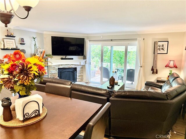 23821 Hillhurst Dr Unit 16, Laguna Niguel, CA 92677 - living room featuring crown molding and a fireplace