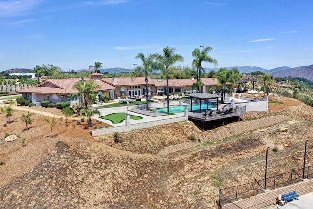 36485 Carney Rd, Valley Center, CA 92082 - swimming pool with a putting green and a mountain view