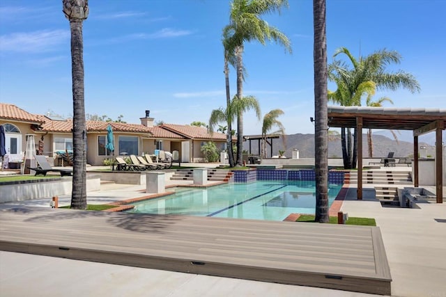 36485 Carney Rd, Valley Center, CA 92082 - swimming pool with a mountain view and a patio
