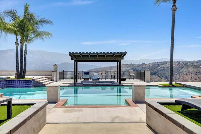 36485 Carney Rd, Valley Center, CA 92082 - view of swimming pool with a mountain view and a patio