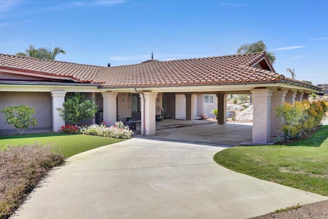 36485 Carney Rd, Valley Center, CA 92082 - view of front facade with driveway, a tile roof, and stucco siding