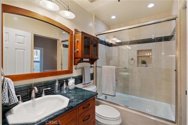 2175 Pacific Ave Unit E4, Costa Mesa, CA 92627 - full bath featuring combined bath / shower with glass door, vanity, and recessed lighting