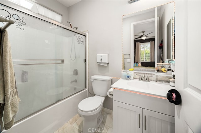 1568 Patterson Ranch Rd, Redlands, CA 92374 - full bathroom featuring shower / bath combination with glass door, vanity, and a ceiling fan