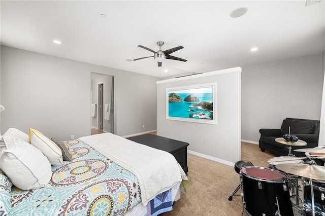 1568 Patterson Ranch Rd, Redlands, CA 92374 - bedroom featuring carpet, recessed lighting, and ceiling fan