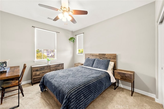 46287 Durango Dr, Temecula, CA 92592 - bedroom with light colored carpet and ceiling fan