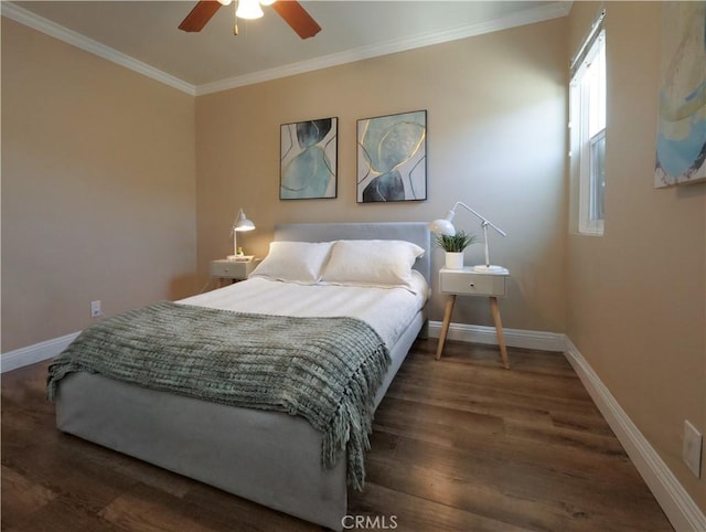 4917 W 140th St, Hawthorne, CA 90250 - bedroom with wood finished floors, crown molding, and a ceiling fan