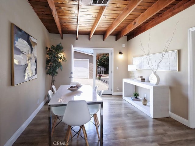 4917 W 140th St, Hawthorne, CA 90250 - dining space featuring a wood ceiling with exposed beams and wood finished floors