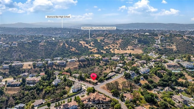 2591 Braided Mane Dr, Diamond Bar, CA 91765 - aerial view of property and surrounding area with a mountain backdrop