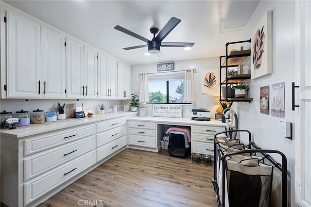 3380 E Date St, Brea, CA 92823 - office featuring a ceiling fan, light wood-style floors, and recessed lighting