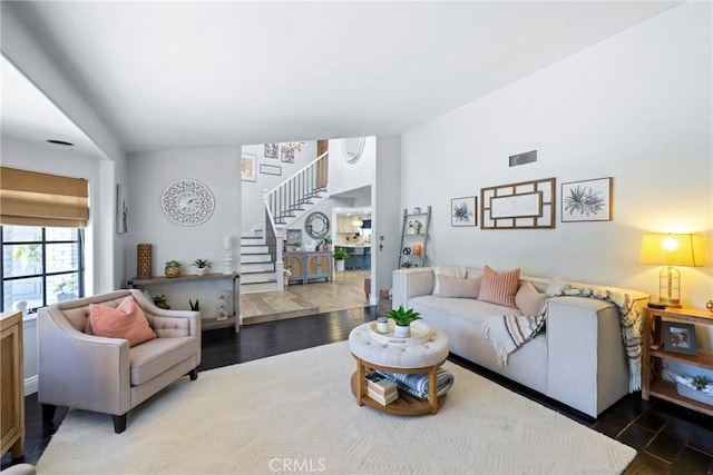 3380 E Date St, Brea, CA 92823 - living room featuring stairway and wood finished floors